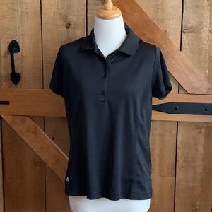 Adidas Golf Climalite Women's Black Button Down Polo Shirt L Size Large
